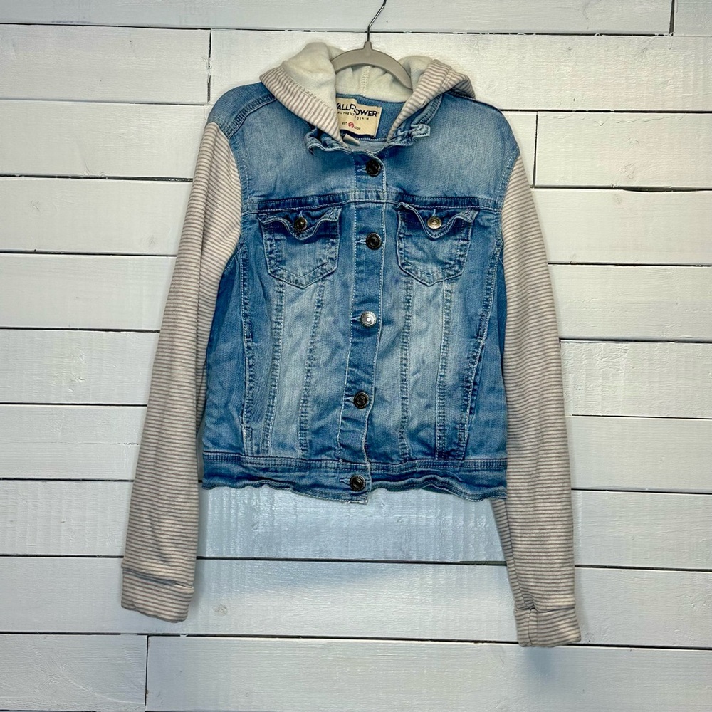 Denim Jacket with sweater sleeves